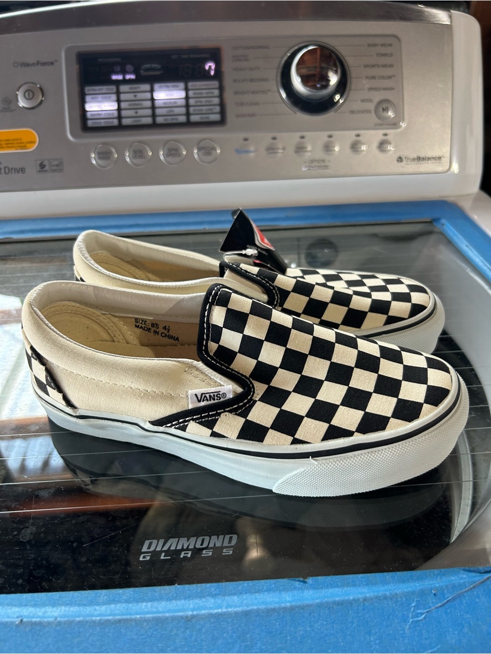 Vans Classic Slip-On Checkerboard Black/White Sneaker Size 6
